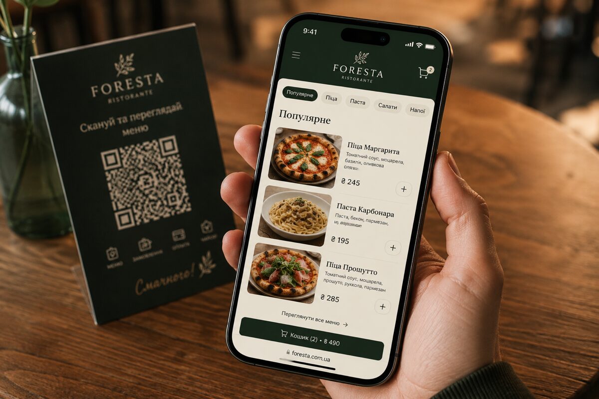 Брендований інтерфейс меню на смартфоні