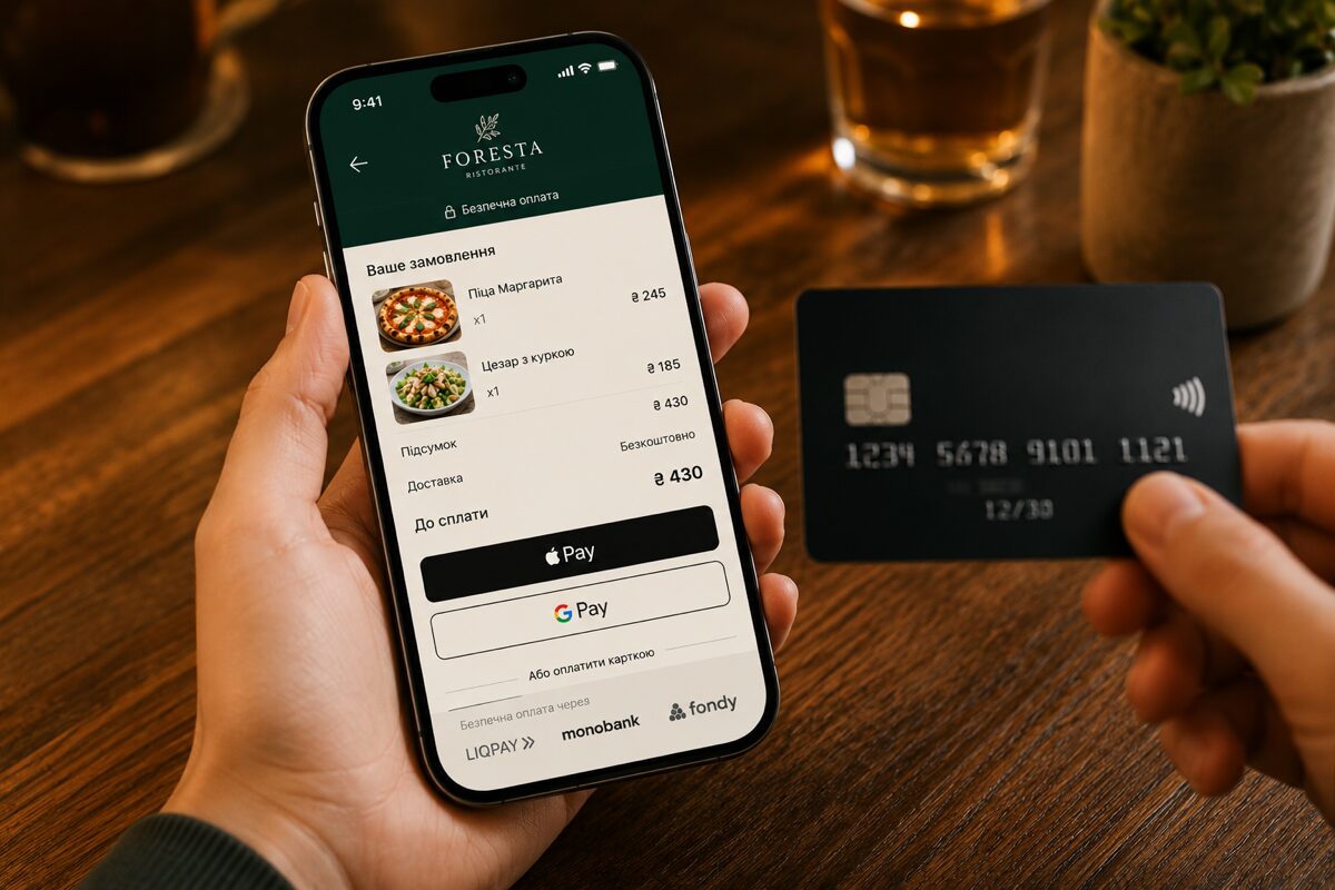 Екран оплати з Apple Pay та логотипами еквайрів